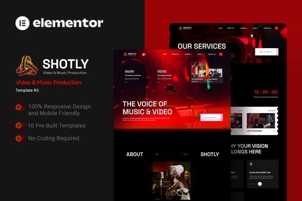 Shotly - Video & Music Production Elementor Template Kit Shotly - Video & Music Production Elementor Template Kit