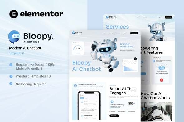Bloopy - Modern AI Chat Bot Elementor Template Kit Bloopy - Modern AI Chat Bot Elementor Template Kit