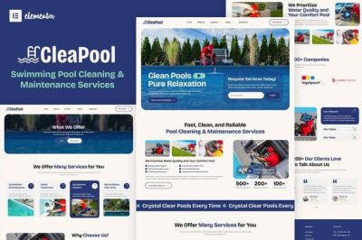 Cleapool - Swimming Pool Cleaning and Maintenance Service Elementor Template Kit