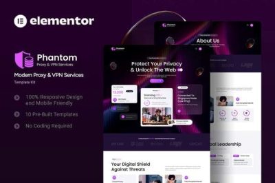 Phantom - Modern Proxy & VPN Services Elementor Template Kit