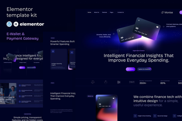 Monise - E-Wallet & Payment Gateway Elementor Template Kit Monise - E-Wallet & Payment Gateway Elementor Template Kit