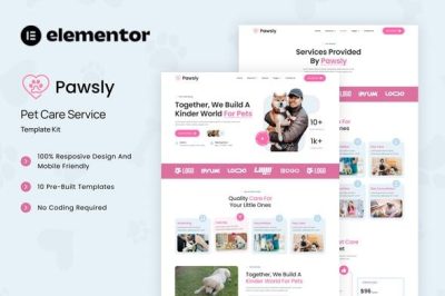 Pawsly - Pet Care Service Elementor Template Kit