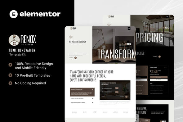 Renox - Home Renovation Elementor Template Kit Renox - Home Renovation Elementor Template Kit