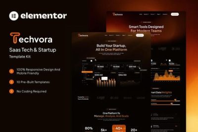 Techvora - Saas Tech & Startup Elementor Template Kit