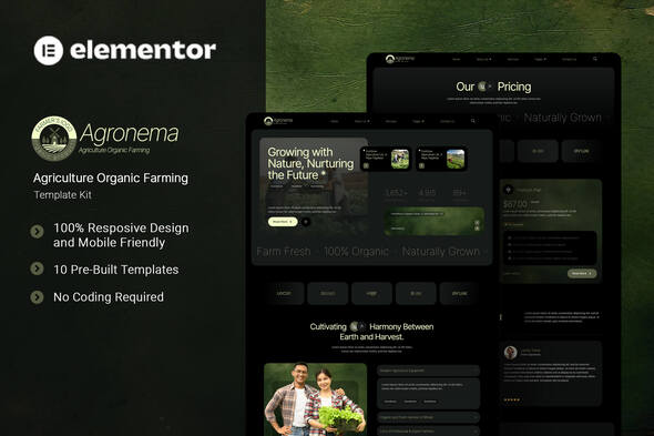 Agronema - Agriculture Organic Farming Elementor Template Kit Agronema - Agriculture Organic Farming Elementor Template Kit