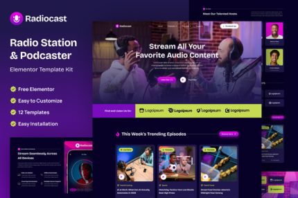 Radiocast - Radio Station & Podcaster Elementor Template Kit
