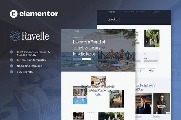 Ravelle - Luxury Hotel & Resort Elementor Template Kit Ravelle - Luxury Hotel & Resort Elementor Template Kit