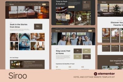 Siroo - Hostel & Cottage Website Elementor Template Kit