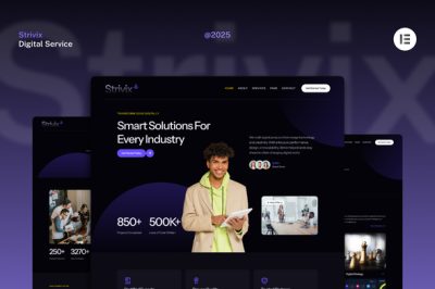 Strivix - Dark Tech & Digital Service Website Elementor Template Kits