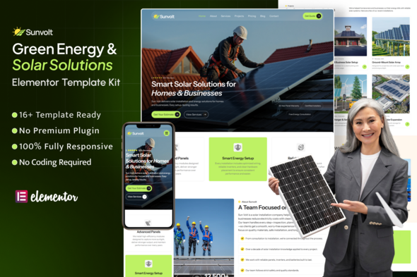 Sunvolt – Green Energy & Solar Solutions Elementor Template Kit Sunvolt – Green Energy & Solar Solutions Elementor Template Kit