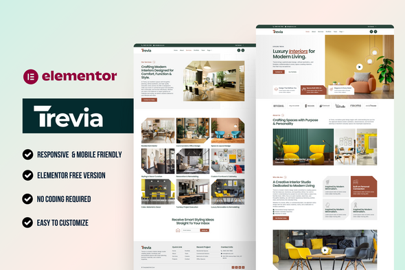 Trevia – Interior Design Elementor Template Kit Trevia – Interior Design Elementor Template Kit