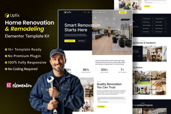 Upfix – Home Renovation & Remodeling Elementor Template Kit Upfix – Home Renovation & Remodeling Elementor Template Kit