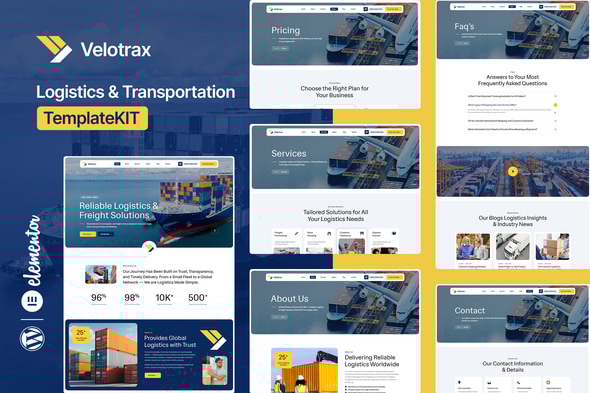 Velotrax - Logistics & Transportation Elementor Template Kit Velotrax - Logistics & Transportation Elementor Template Kit