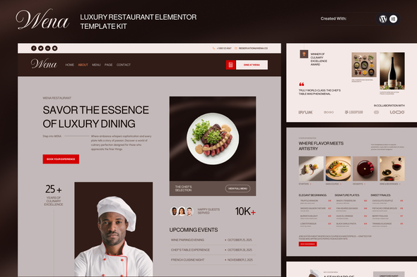 Wena - Luxury Restaurant Elementor Template Kit Wena - Luxury Restaurant Elementor Template Kit