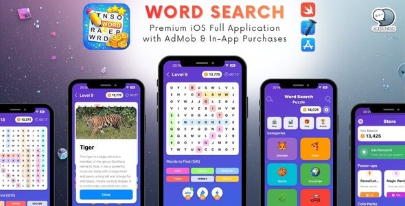 Word Search Puzzle - iOS Full Application with AdMob & In-App Purchases Word Search Puzzle - iOS Full Application with AdMob & In-App Purchases