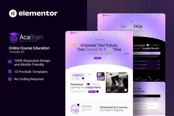 Acabrain - Online Course Education Elementor Template Kit Acabrain - Online Course Education Elementor Template Kit