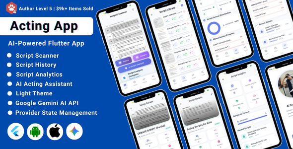 AI-Powered Acting Flutter App | Performance Practice & Script Analysis AI-Powered Acting Flutter App | Performance Practice & Script Analysis