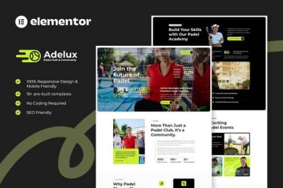 Adelux - Padel Club & Community Elementor Template Kit