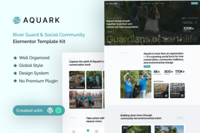 Aquark - River Guard & Social Community  Elementor Template Kit