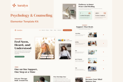 Auralyn – Psychology & Counseling Elementor Template Kit