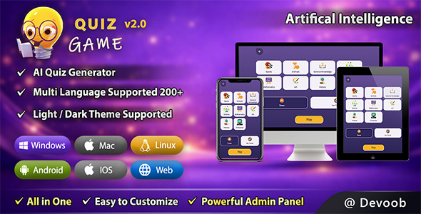Quiz App – AI Powered Quiz System with Admin Panel, Live Preview, Theme Modes & 200+ Languages Quiz App – AI Powered Quiz System with Admin Panel, Live Preview, Theme Modes & 200+ Languages
