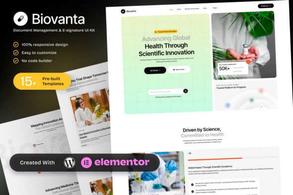 Biovanta - Pharmaceuticals & Biotechnology Industry Elementor Template Kit Biovanta - Pharmaceuticals & Biotechnology Industry Elementor Template Kit