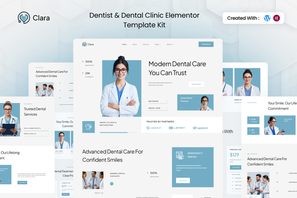 Clara - Dentist & Dental Clinic Elementor Template Kit Clara - Dentist & Dental Clinic Elementor Template Kit