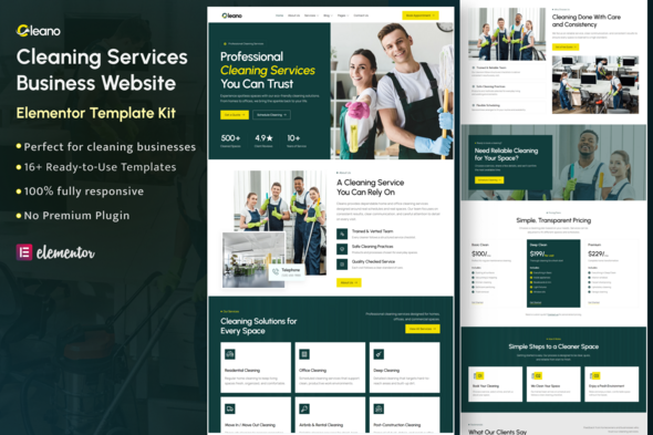 Cleano - Cleaning Services Elementor Template Kit Cleano - Cleaning Services Elementor Template Kit