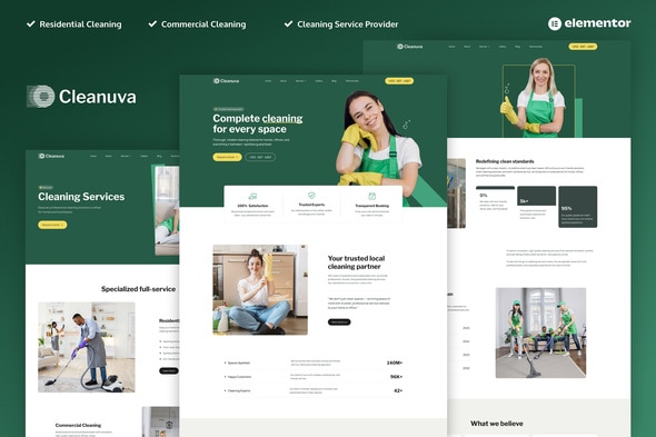 Cleanuva - Cleaning Services Elementor Pro Template Kit Cleanuva - Cleaning Services Elementor Pro Template Kit