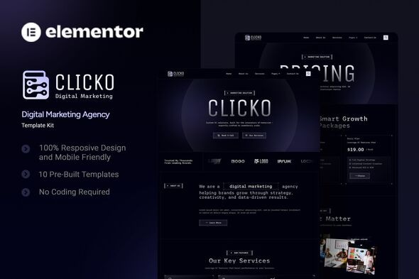 Clicko - Digital Marketing Agency Elementor Template Kit Clicko - Digital Marketing Agency Elementor Template Kit