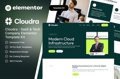 Cloudra – SaaS & Tech Company Elementor Template Kit