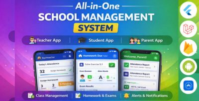 Complete Flutter School Management System - Admin Panel, Student, Teacher & Parent Apps