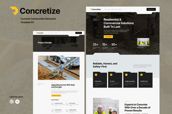Concretize - Concrete Construction Elementor Template Kit Concretize - Concrete Construction Elementor Template Kit