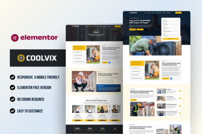 Coolvix - Air Conditioner & HVAC Repair Service Elementor Template Kit
