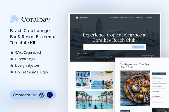 Coralbay - Beach Club Lounge Bar & Resort Elementor Template Kit Coralbay - Beach Club Lounge Bar & Resort Elementor Template Kit