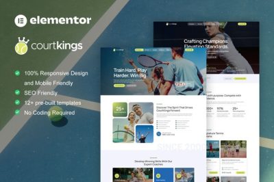 CourtKings - Tennis School & Sport Club Elementor Pro Template Kit