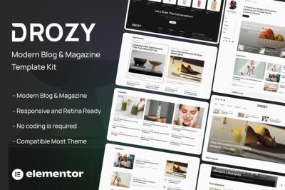 Drozy - Modern Blog & Magazine Elementor Pro Template Kit