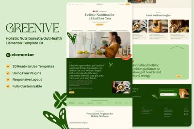 Greenive - Holistic Nutritionist & Gut Health Elementor Template Kit