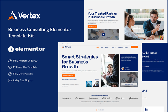 Vertex - Business Consulting Elementor Template Kit Vertex - Business Consulting Elementor Template Kit