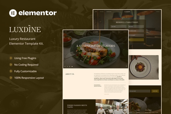 Luxdine - Luxury Restaurant Elementor Template Kit Luxdine - Luxury Restaurant Elementor Template Kit