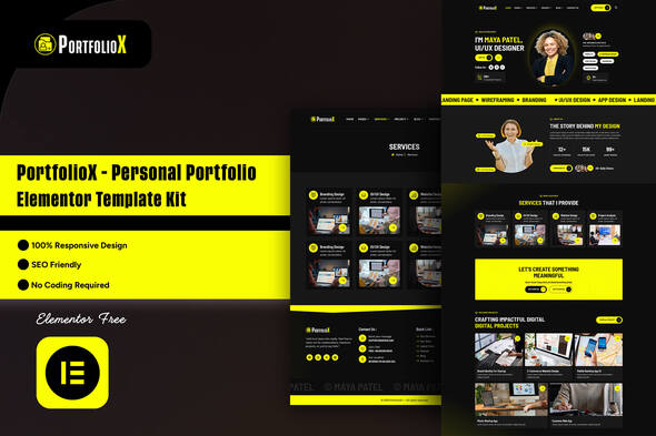 PortfolioX - Personal Portfolio Elementor Template Kit PortfolioX - Personal Portfolio Elementor Template Kit