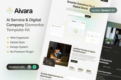Aivara - AI Service & Digital Company Elementor Template Kit