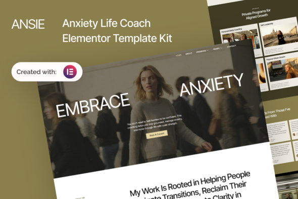 Ansie - Anxiety Life Coach Elementor Template Kit Ansie - Anxiety Life Coach Elementor Template Kit