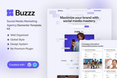 Buzzz - Social Media Marketing Agency Elementor Template Kit