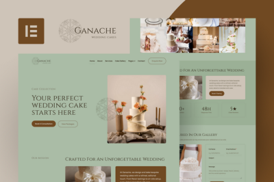 Ganache – Wedding Cake Bakery Elementor Template Kit