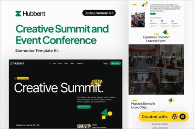 Hubbent  - Creative Summit & Event Conference Elementor Template Kit