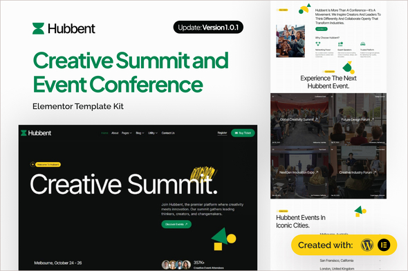 Hubbent - Creative Summit & Event Conference Elementor Template Kit Hubbent - Creative Summit & Event Conference Elementor Template Kit