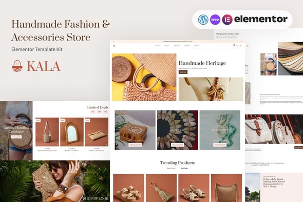 Kala - Handmade Fashion & Accessories WooCommerce Elementor Pro Template Kit Kala - Handmade Fashion & Accessories WooCommerce Elementor Pro Template Kit