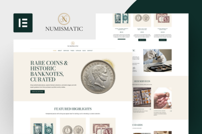 Numismatic - Rare Coins & Banknotes Elementor Template Kit