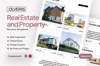 Olveris - Modern Real Estate and Property Elementor Template Kit